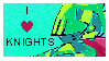 Stamp with an image of a knight that reads I love knights.